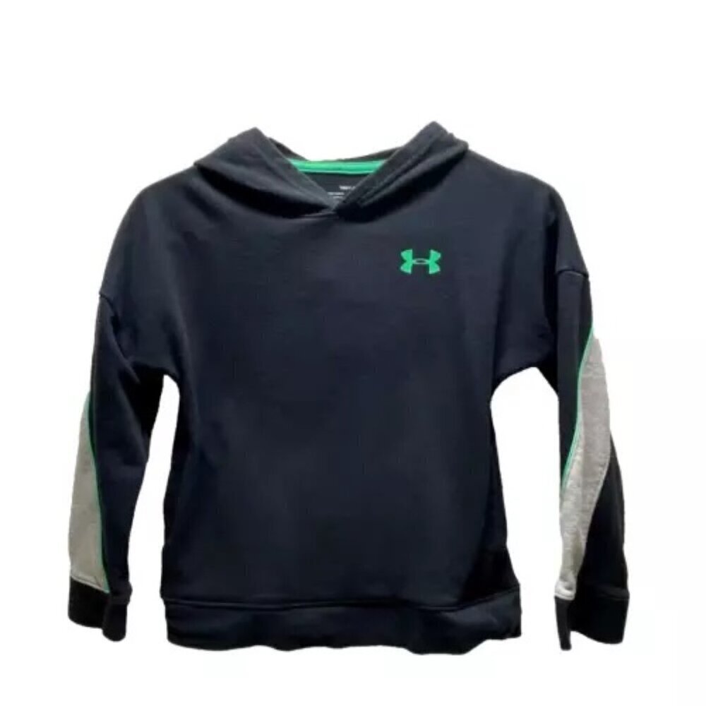Under Armour Youth Pullover Hoodie Cotton Blend Black Gray‎ Green Size Small GUC